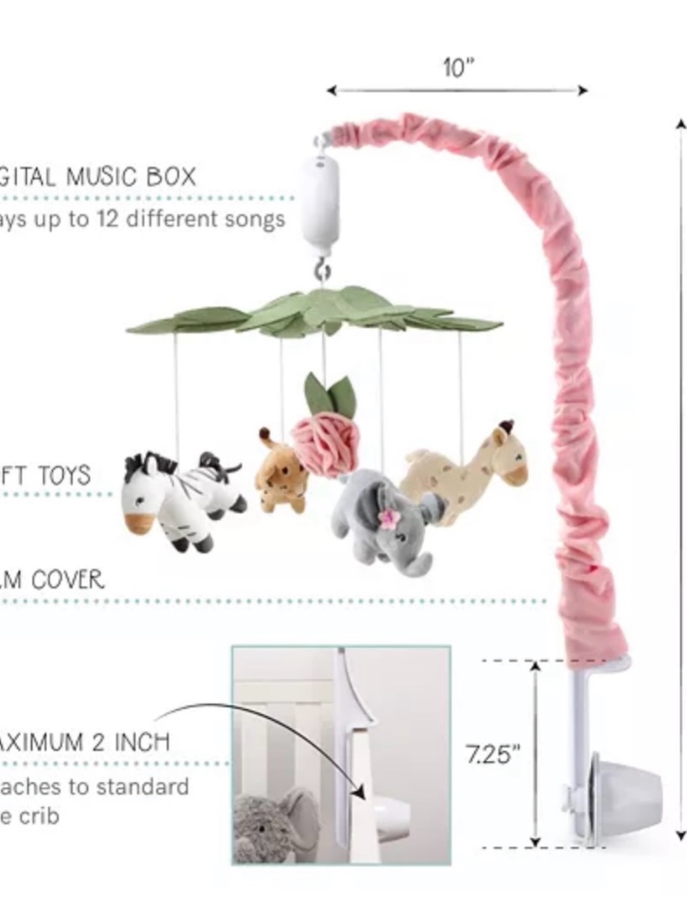 Wildest Dreams Pink Musical Crib Mobile - Picture 3 of 6